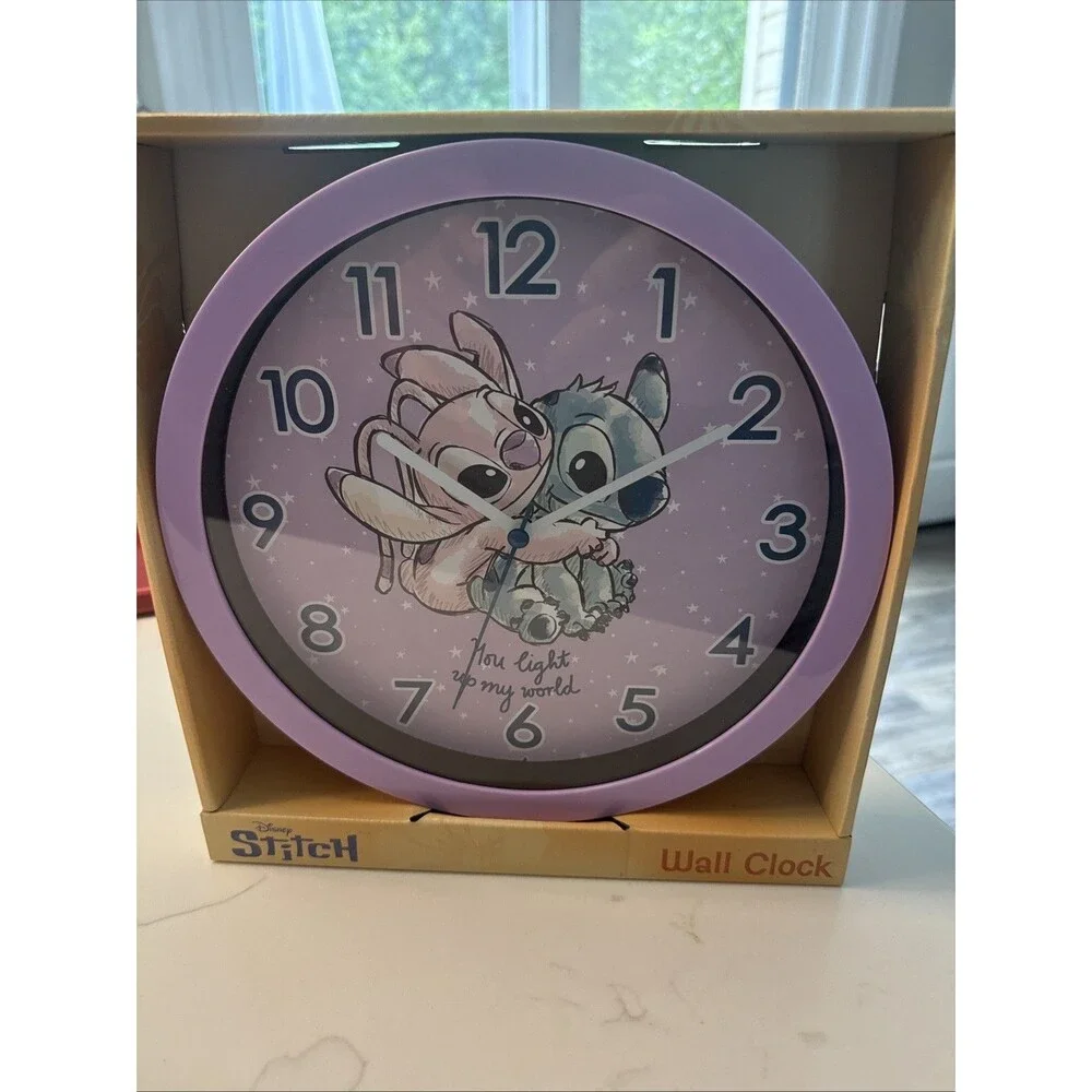 Disney Lilo & Stitch Angel Pink Analog Wall Clock 10 Inch New